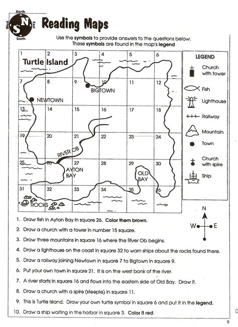 reading a map worksheet free